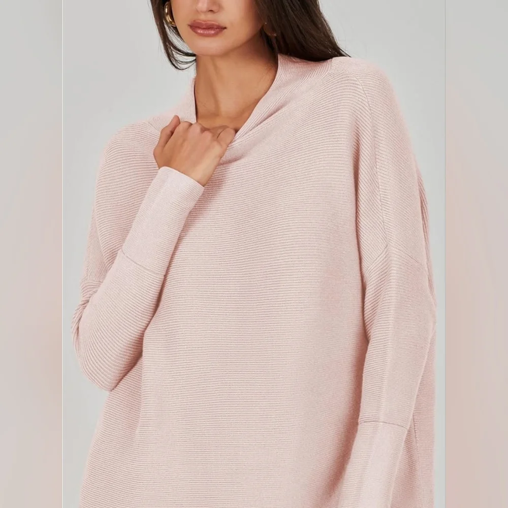 ANRABESS Women Oversized Casual Loose Turtleneck Long Sleeve sweater dress - Picture 4 of 10